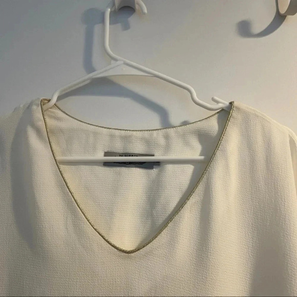 Top bat sleeves V neck gold edging It Hippie L white - Picture 2 of 4